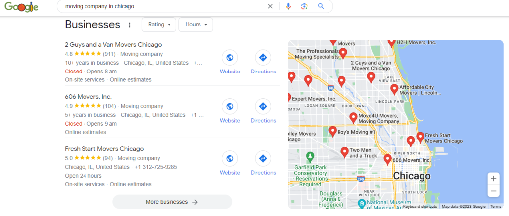 Google my business listing